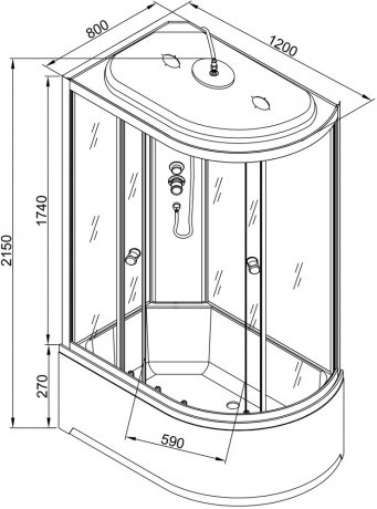 Душевая кабина Deto L 720 R стандартная